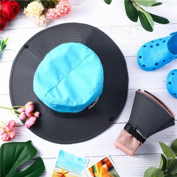 4 Pieces Wide Brim Sun Hat UV Protection Sun Hat Outdoor Foldable Mesh Hat main image 5